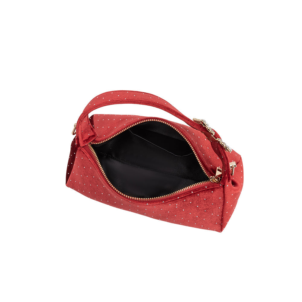 Red Shanice Velvet Crossbody Bag - Melie Bianco