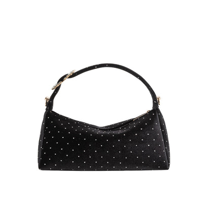 Black Shanice Velvet Crossbody Bag - Melie Bianco