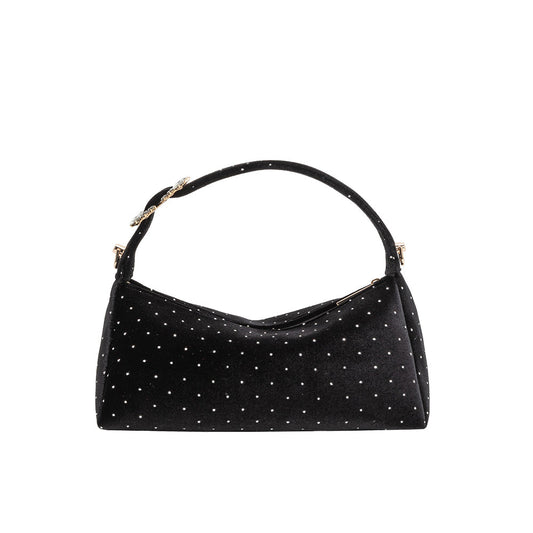 Black Shanice Velvet Crossbody Bag - Melie Bianco