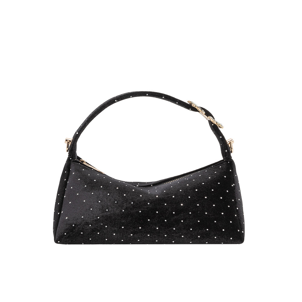 Black Shanice Velvet Crossbody Bag - Melie Bianco