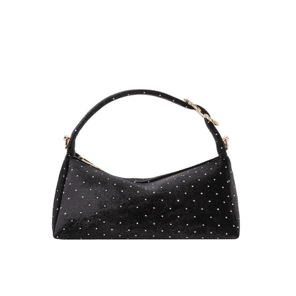 Black Shanice Velvet Crossbody Bag - Melie Bianco