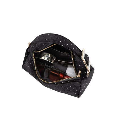 Black Shanice Velvet Crossbody Bag - Melie Bianco