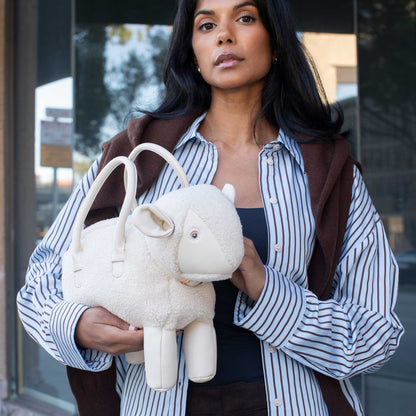 Ivory Sheep Vegan Leather Crossbody Bag - Melie Bianco
