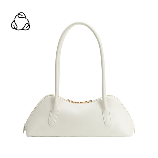 White Dakota Recycled Vegan Leather Shoulder Bag - Melie Bianco