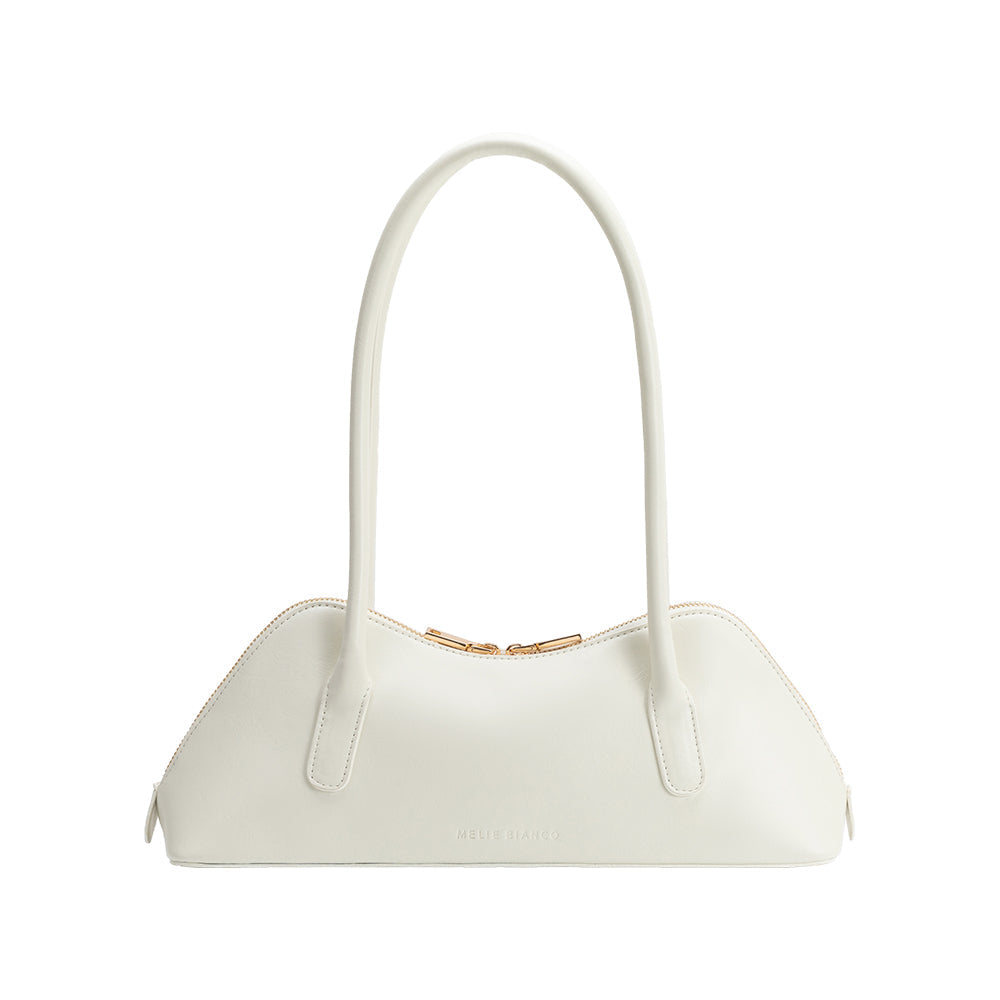 White Dakota Recycled Vegan Leather Shoulder Bag - Melie Bianco