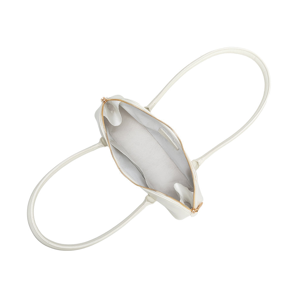 White Dakota Recycled Vegan Leather Shoulder Bag - Melie Bianco