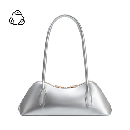 Silver Dakota Recycled Vegan Leather Shoulder Bag - Melie Bianco