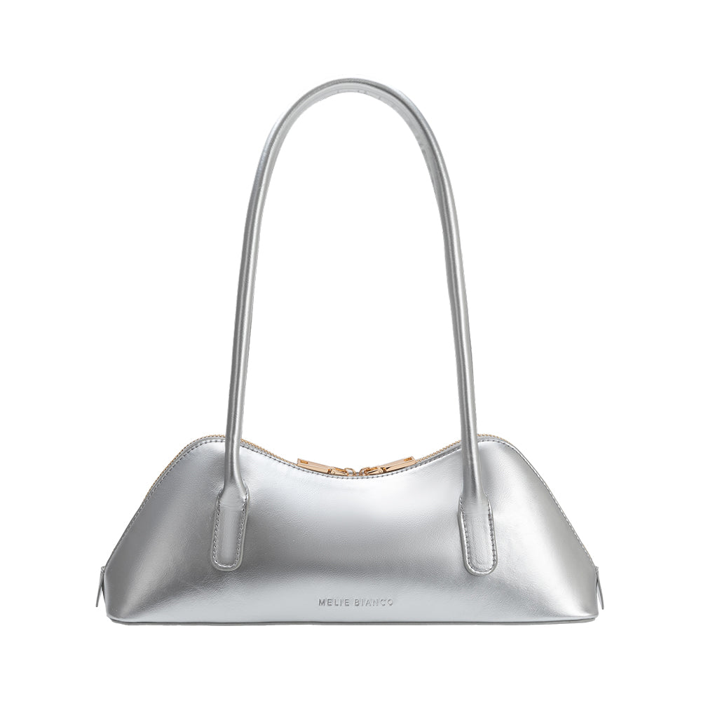 Silver Dakota Recycled Vegan Leather Shoulder Bag - Melie Bianco