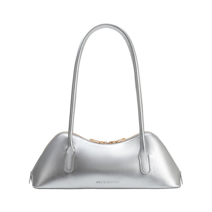 Silver Dakota Recycled Vegan Leather Shoulder Bag - Melie Bianco