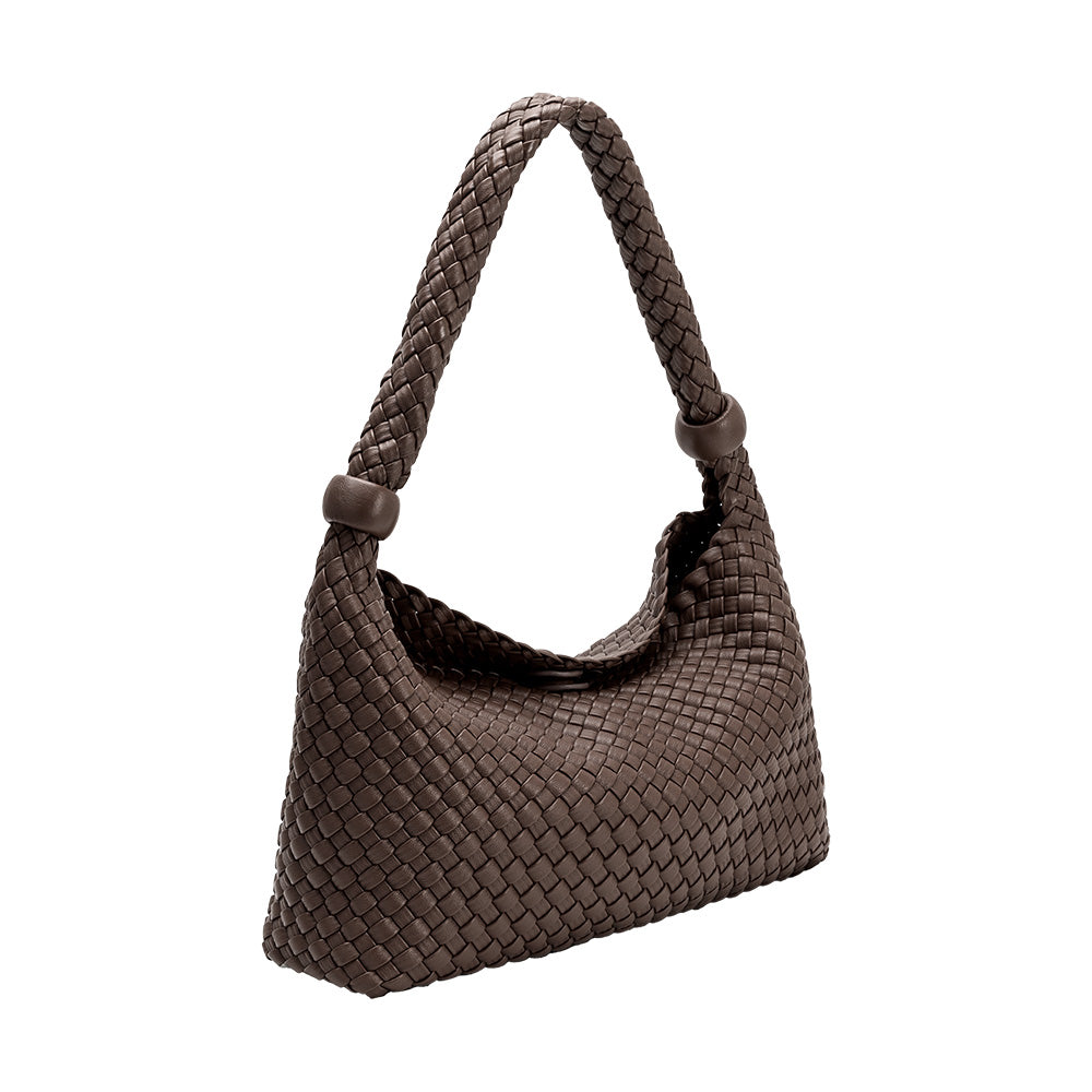 Espresso Quinn Recycled Vegan Leather Shoulder Bag - Melie Bianco