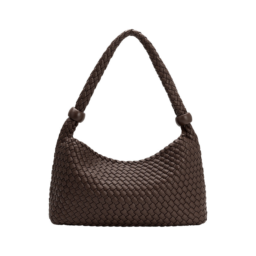 Espresso Quinn Recycled Vegan Leather Shoulder Bag - Melie Bianco