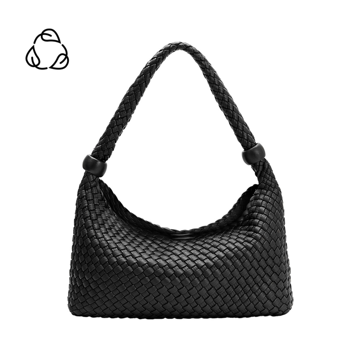Black Quinn Recycled Vegan Leather Shoulder Bag - Melie Bianco