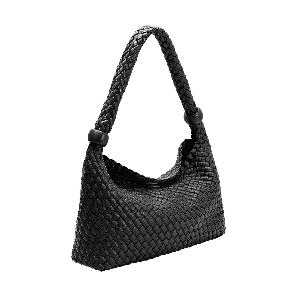 Black Quinn Recycled Vegan Leather Shoulder Bag - Melie Bianco