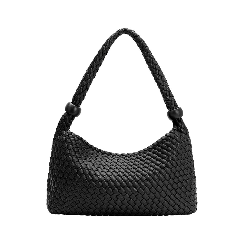 Black Quinn Recycled Vegan Leather Shoulder Bag - Melie Bianco