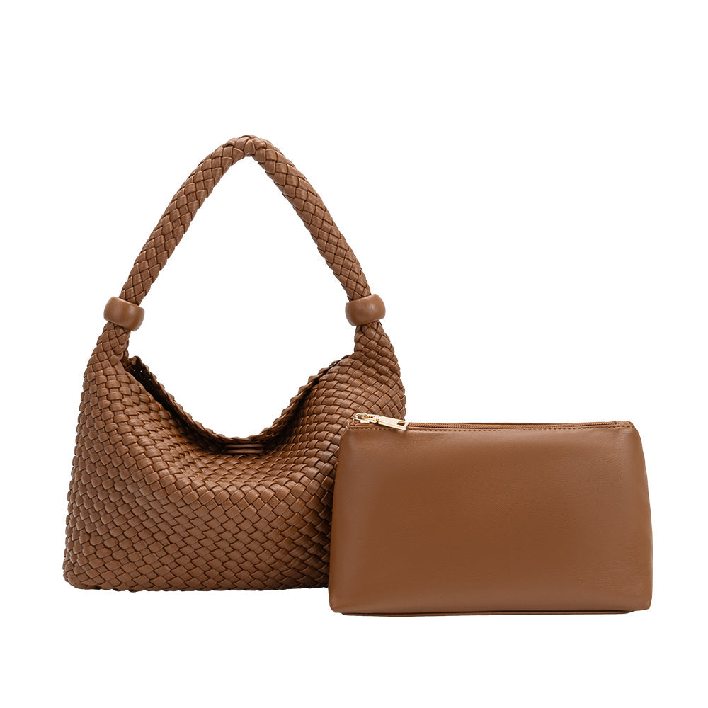 Black Quinn Recycled Vegan Leather Shoulder Bag - Melie Bianco