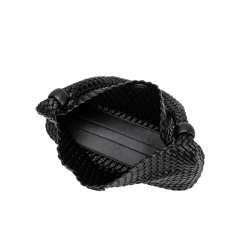 Black Quinn Recycled Vegan Leather Shoulder Bag - Melie Bianco
