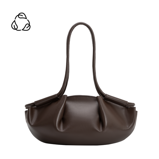 Espresso Candace Recycled Vegan Leather Shoulder Bag - Melie Bianco
