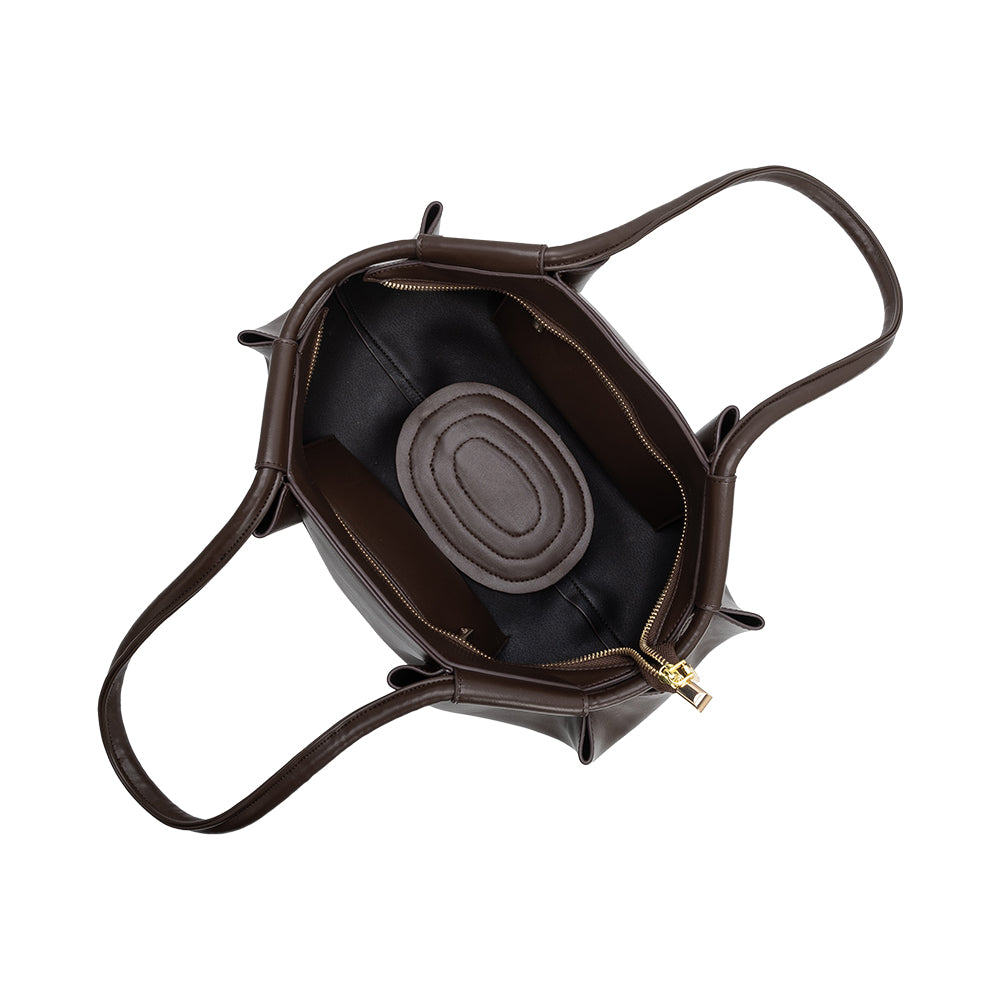 Espresso Candace Recycled Vegan Leather Shoulder Bag - Melie Bianco