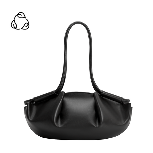 Black Candace Recycled Vegan Leather Shoulder Bag - Melie Bianco