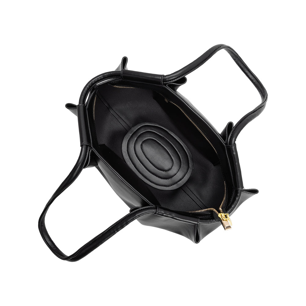 Black Candace Recycled Vegan Leather Shoulder Bag - Melie Bianco