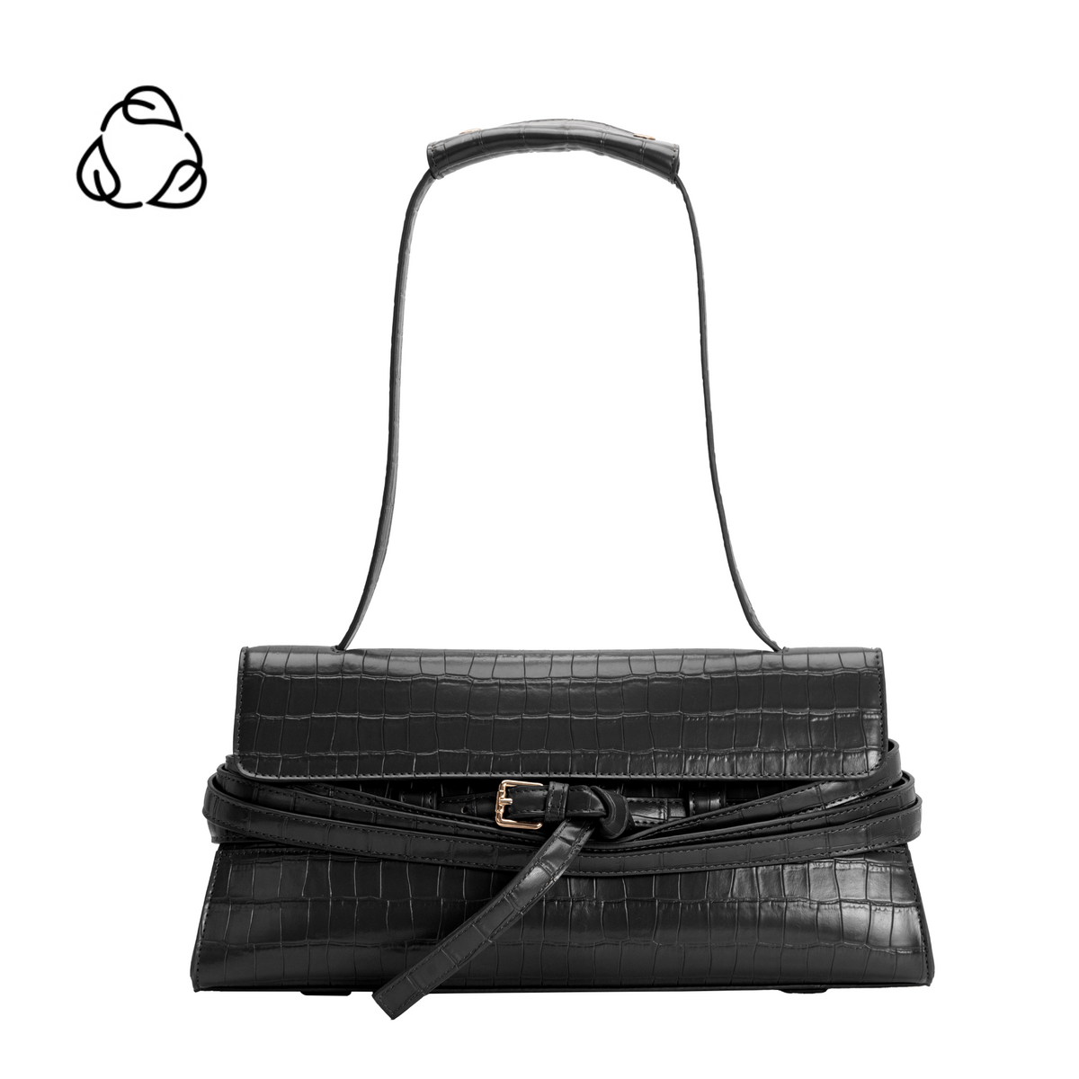 Black Klarissa Recycled Vegan Leather Shoulder Bag - Melie Bianco