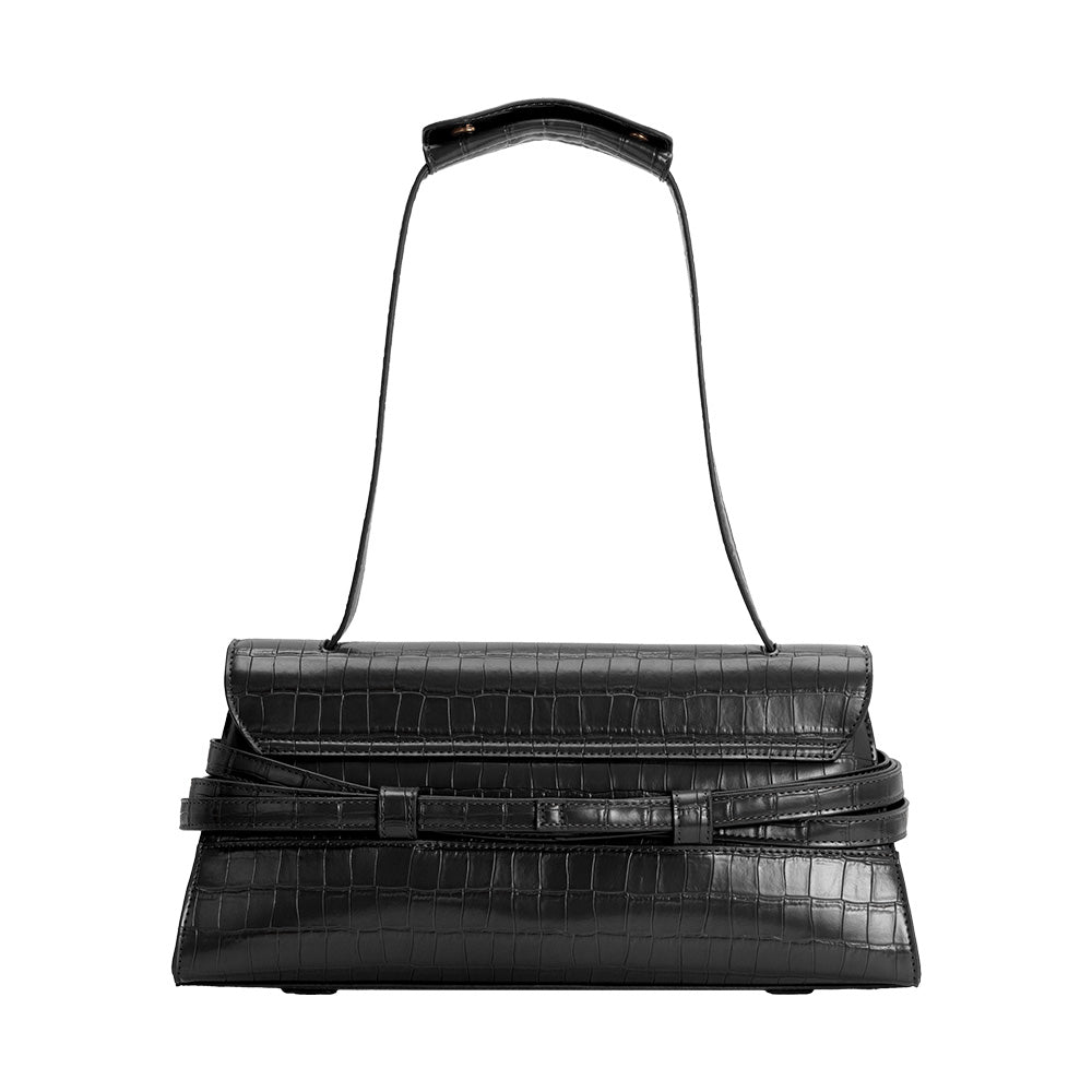 Black Klarissa Recycled Vegan Leather Shoulder Bag - Melie Bianco