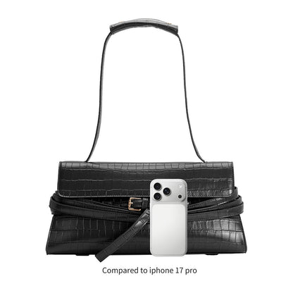 Black Klarissa Recycled Vegan Leather Shoulder Bag - Melie Bianco