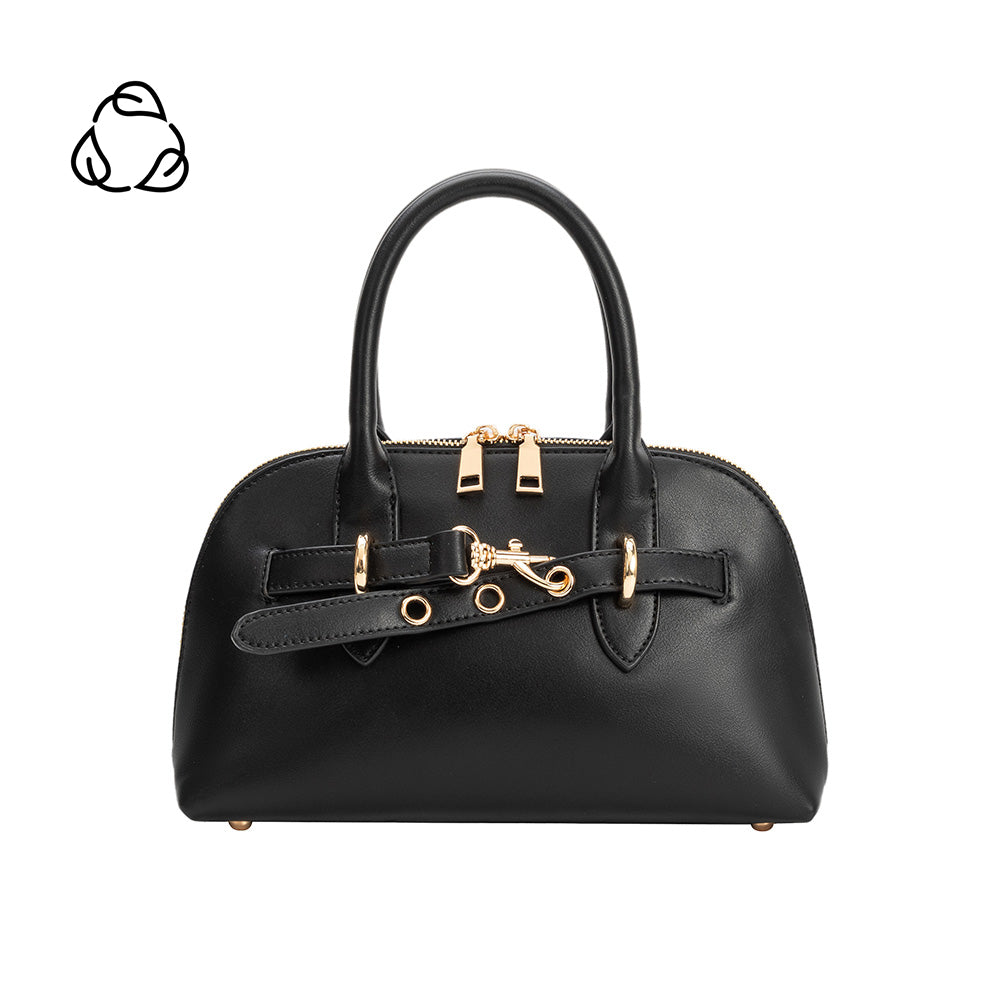 Black Rue Recycled Vegan Leather Top Handle Bag - Melie Bianco