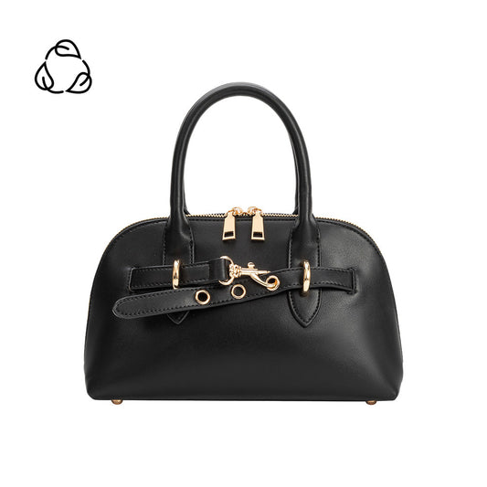 Black Rue Recycled Vegan Leather Top Handle Bag - Melie Bianco