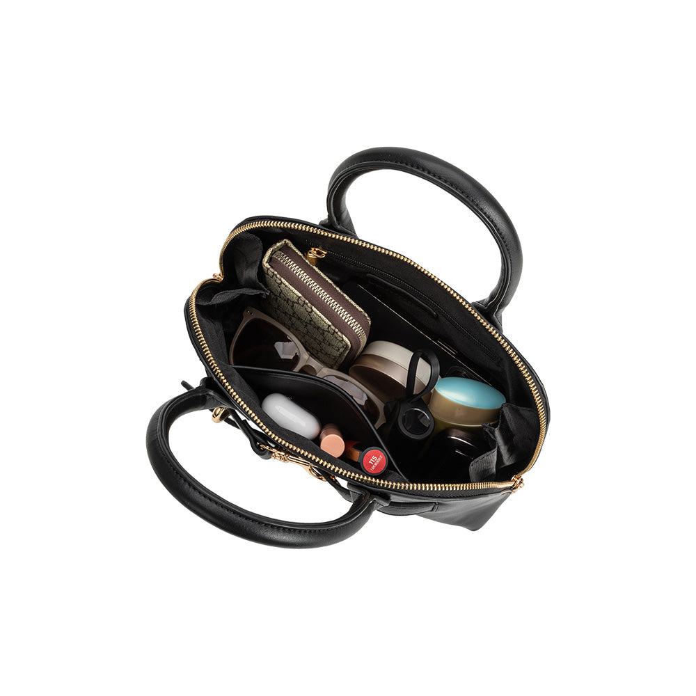 Black Rue Recycled Vegan Leather Top Handle Bag - Melie Bianco