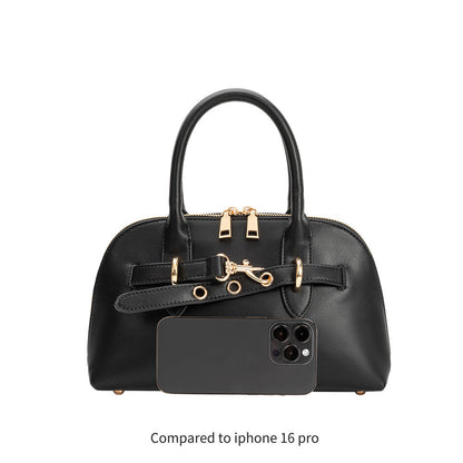 Black Rue Recycled Vegan Leather Top Handle Bag - Melie Bianco