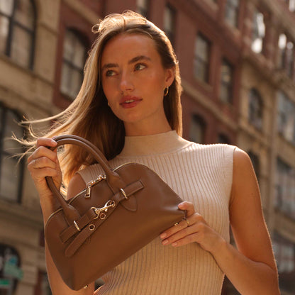Black Rue Recycled Vegan Leather Top Handle Bag - Melie Bianco