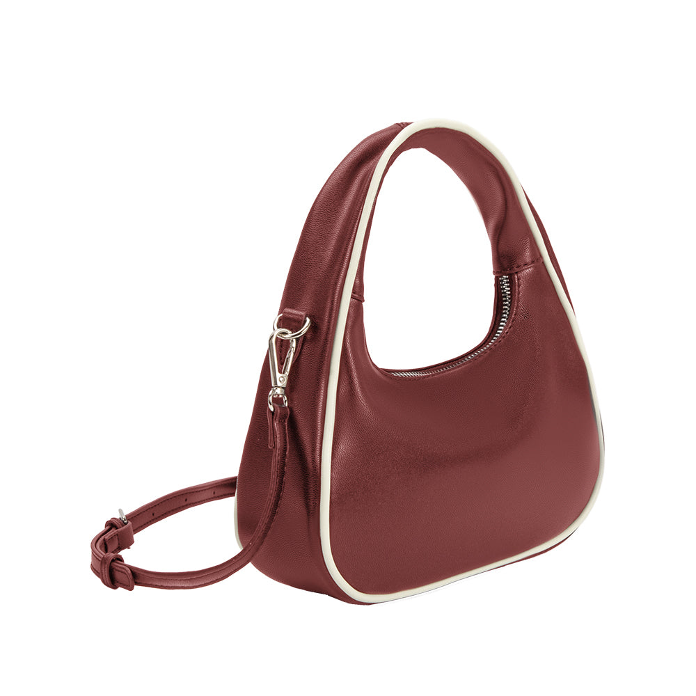 Burgundy Sarita Recycled Vegan Leather Crossbody Bag - Melie Bianco