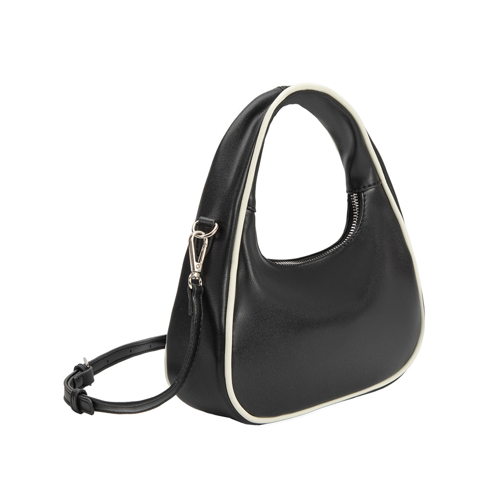 Black Sarita Recycled Vegan Leather Crossbody Bag - Melie Bianco