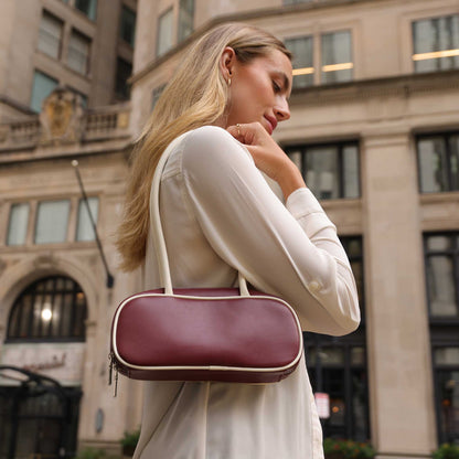 Burgundy Red Micaela Recycled Vegan Leather Shoulder Bag - Melie Bianco