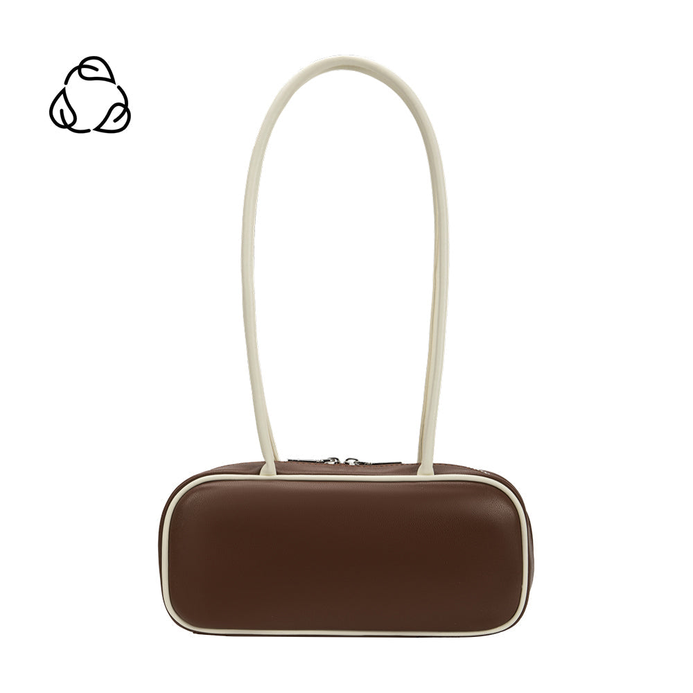 Chocolate Micaela Recycled Vegan Leather Shoulder Bag - Melie Bianco