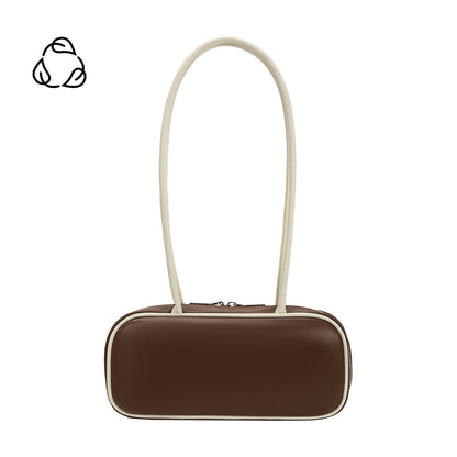 Chocolate Micaela Recycled Vegan Leather Shoulder Bag - Melie Bianco