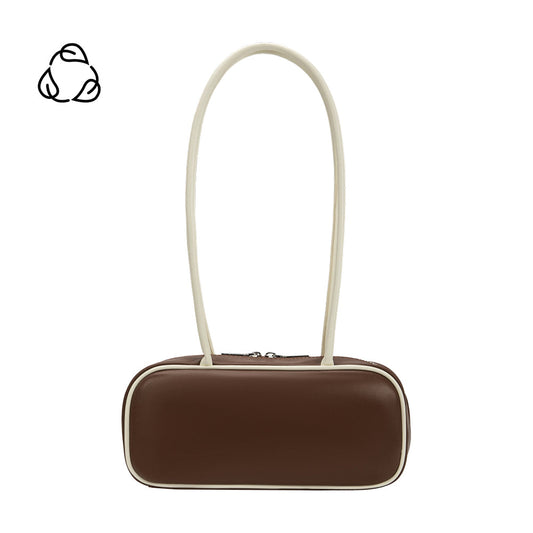 Chocolate Micaela Recycled Vegan Leather Shoulder Bag - Melie Bianco
