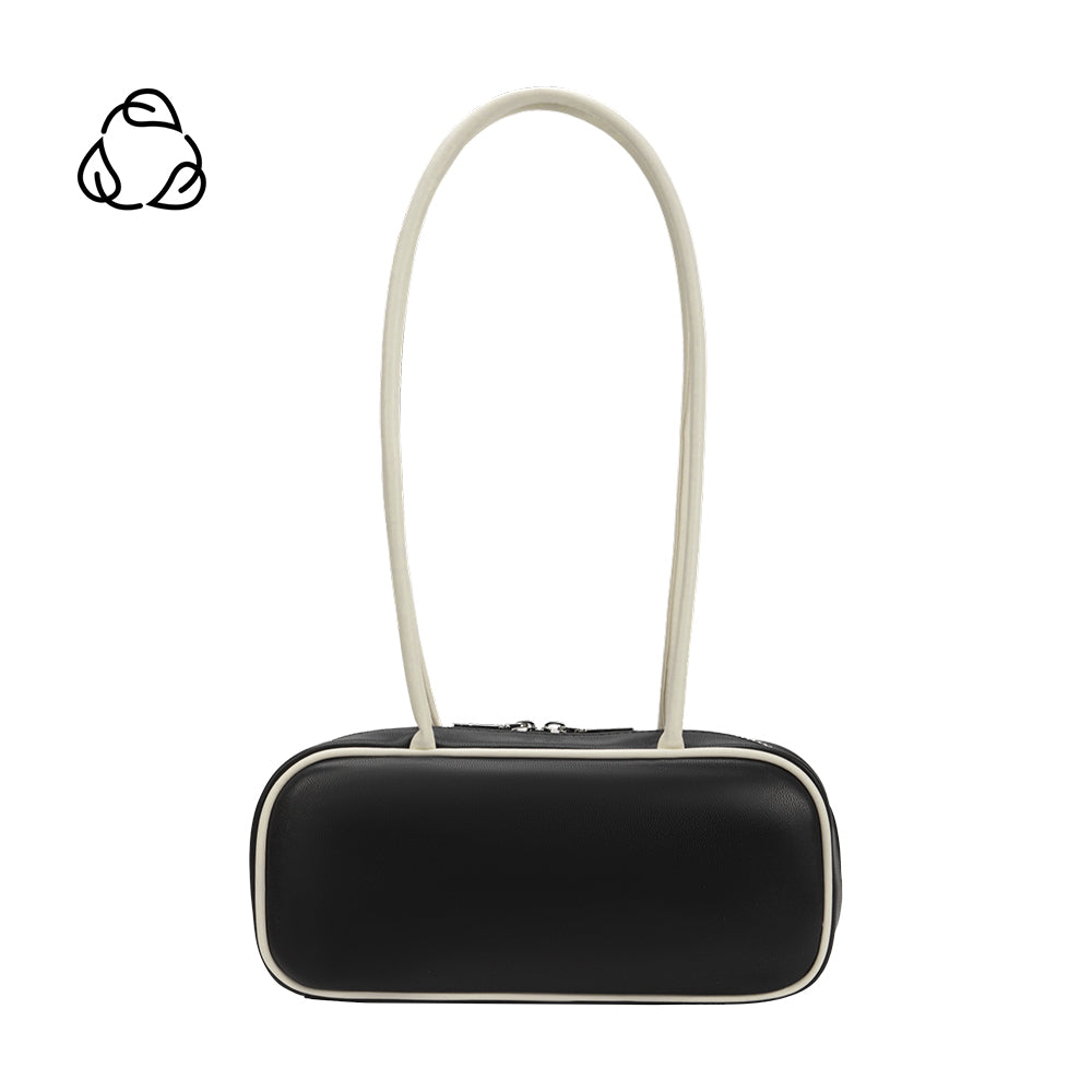 Black Micaela Recycled Vegan Leather Shoulder Bag - Melie Bianco