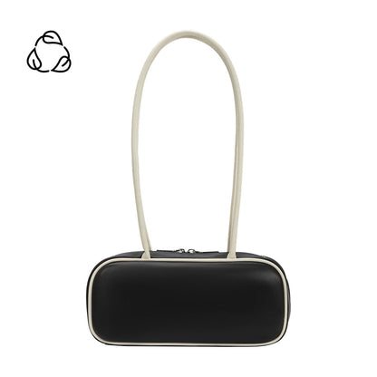 Black Micaela Recycled Vegan Leather Shoulder Bag - Melie Bianco
