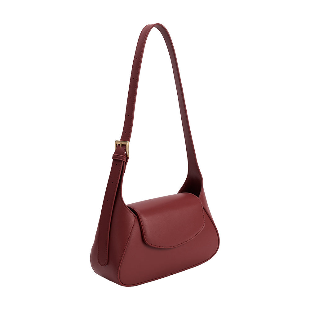Burgundy Melody Recycled Vegan Leather Shoulder Bag - Melie Bianco