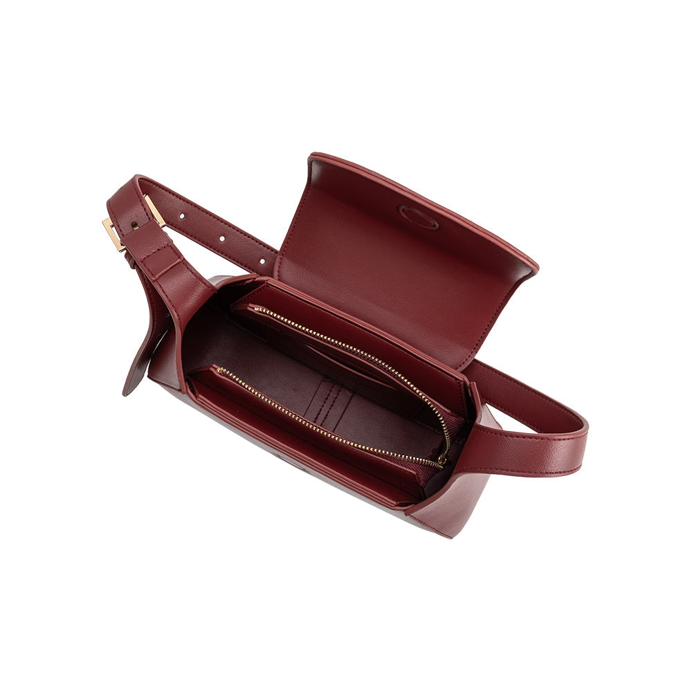 Burgundy Melody Recycled Vegan Leather Shoulder Bag - Melie Bianco