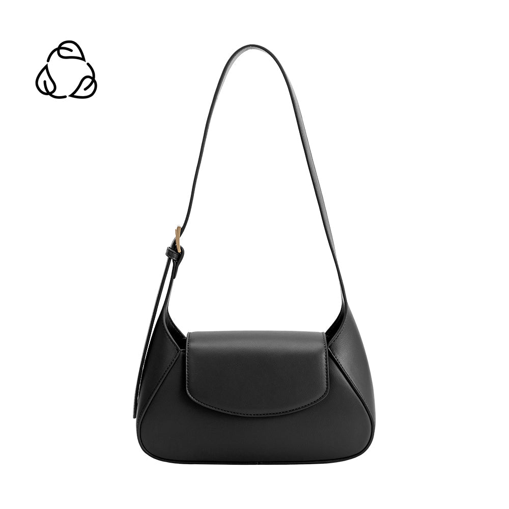 Black Melody Recycled Vegan Leather Shoulder Bag - Melie Bianco