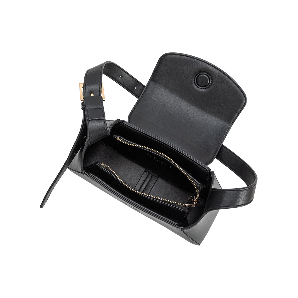 Black Melody Recycled Vegan Leather Shoulder Bag - Melie Bianco