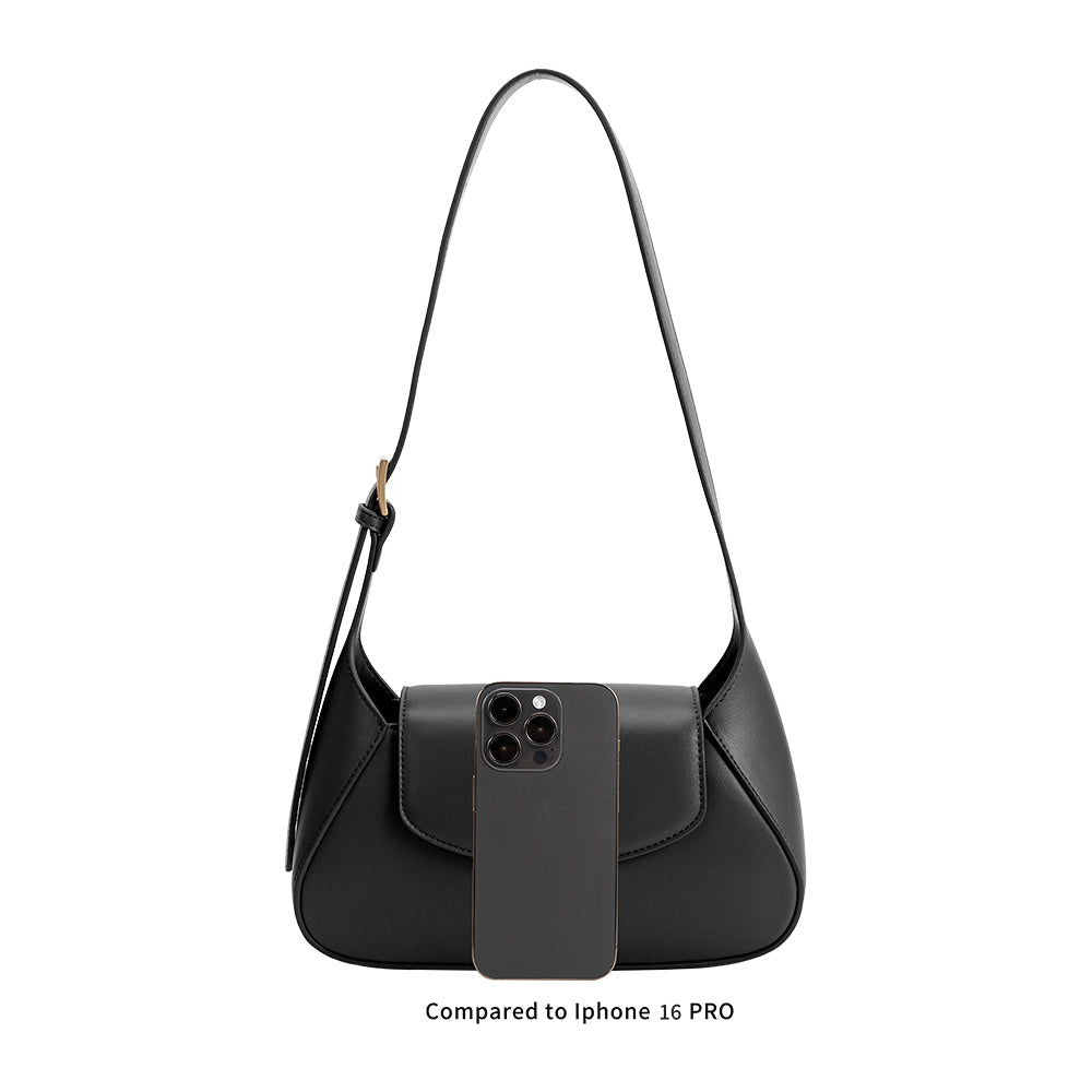 Black Melody Recycled Vegan Leather Shoulder Bag - Melie Bianco