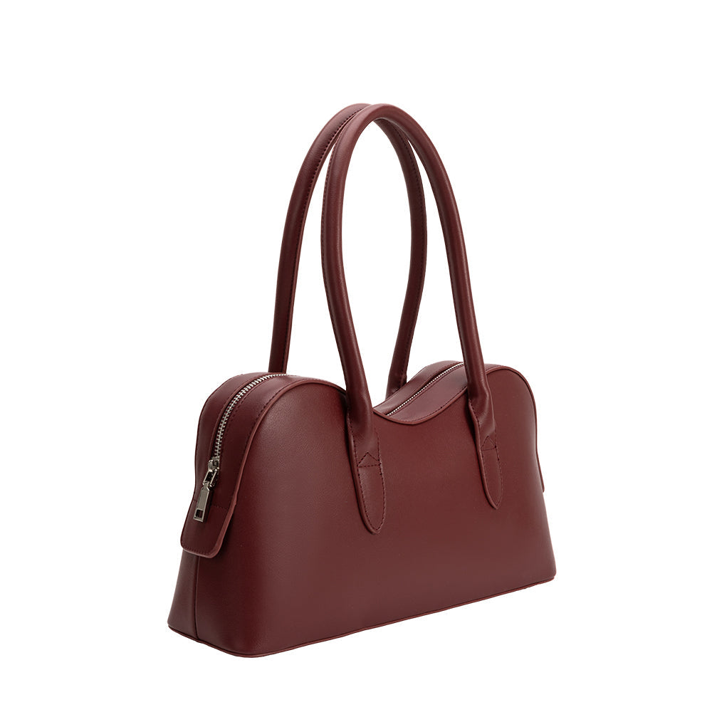 Burgundy Tilda Recycled Vegan Leather Shoulder Bag - Melie Bianco