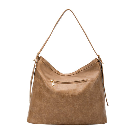 Tan Sloane Distressed Recycled Vegan Leather Shoulder Bag - Melie Bianco