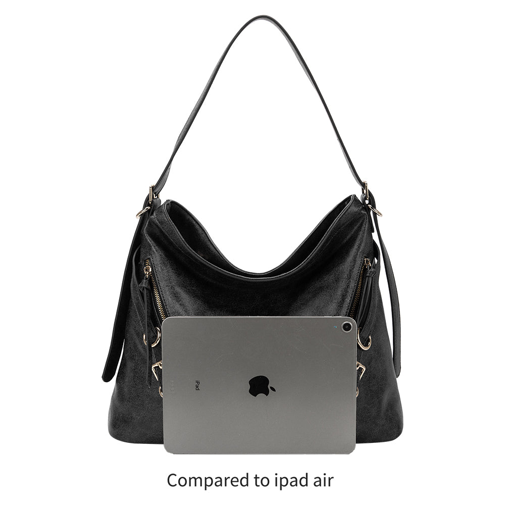 Tan Sloane Distressed Recycled Vegan Leather Shoulder Bag - Melie Bianco