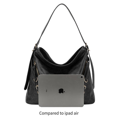 Tan Sloane Distressed Recycled Vegan Leather Shoulder Bag - Melie Bianco