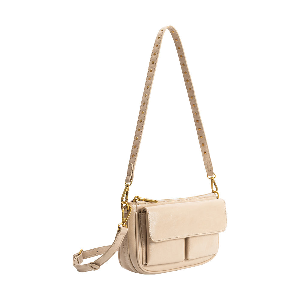 Mushroom Aria Recycled Vegan Leather Shoulder Bag - Melie Bianco